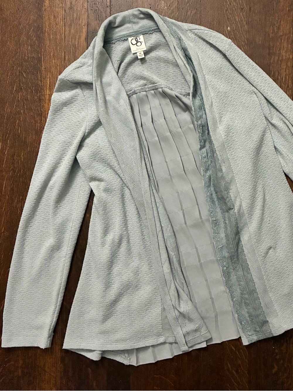 Anthropologie One September Grey Lace Cardigan Sweater